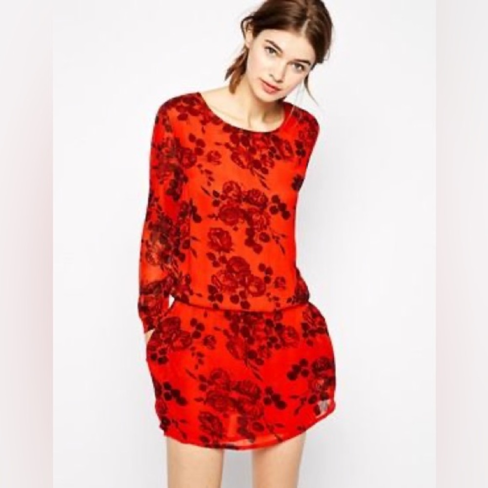 GANNI Floral Drop-Waist Dress